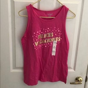 CAT & JACK girls pink gold tank top siz xl 14-16